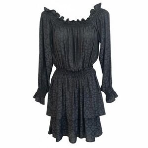 show me your mumu esmeralda mini dress cheetah leopard off shoulder ruffle